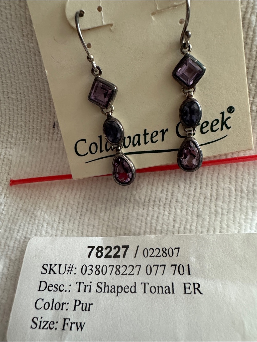 Coldwater Creek Tri Shaped Tonal Purple Drop Earrings - NWT